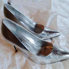 Katie Perry Silver High Heel Shoes (uk 8) Used.