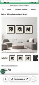 Set of 3 Black & White Framed/Glass prints/paintings