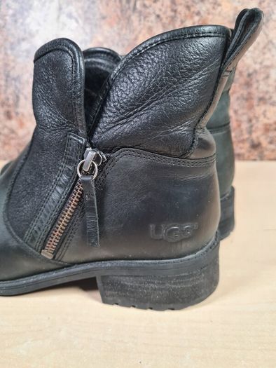Womens Ugg Lavelle Ankle Boots Black Leather  Wool Lined Size Uk 5 Eu 38