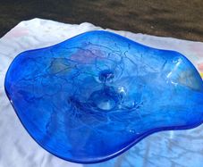 Murano Style Blue Stratus Hand Blown Bowl