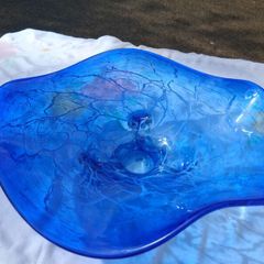 Murano Style Blue Stratus Hand Blown Bowl