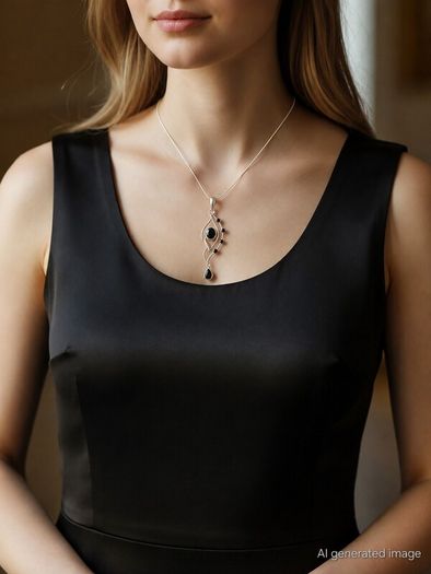 Vintage 925 Sterling Silver & Dark Smoky Quartz Pendant