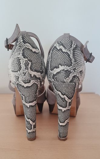 Grey/Snakeprint Platform Heels