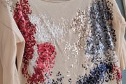 ZARA cream mesh sequinned long sleeve top Sz S (Fit 10-14UK)