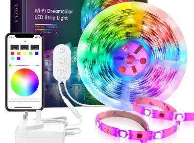 Alexa LED Strip Lights DreamColour, Govee WiFi Wireless 5m Smart Phone Controlled Light Strip 5050 LED Lights Sync to Music, Works with Amazon Alexa, Google Assistant (Don't Support 5G WiFi) [Energy Class A++]