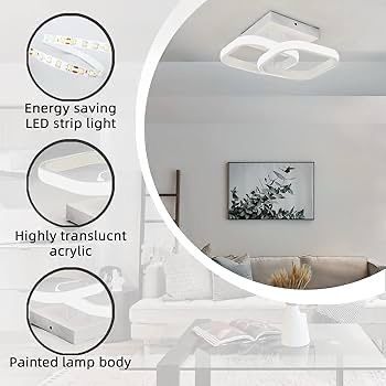NEW SALE | Ceiling Light Modern 22W LED Cool White 6000K Acrylic Square LED Ceiling Lamp for Hallway Office Bedroom Kitchen Living Room Ceiling Light