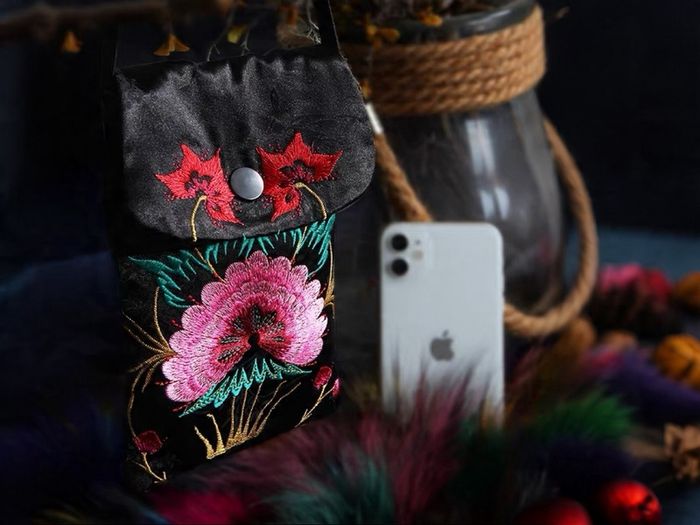 Brand New Embroidered Phone Bag