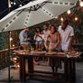 Aluminium LED Solar Cantilever Parasol, Diameter 300 cm, Sun Umbrella with Crank and On/Off Switch, Garden Parasol with UV Protection, Sun Shade with Stand, Market Umbrella, Waterproof Image 2