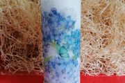 Birthday mothers day decorative summer brand new gift pillar candle blue hydrangea flowers