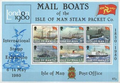 1980 Isle of Man The 150th Anniversary of "Isle of Man Steam Packet Company" Stamp Miniature Sheet Mint Never Hinged (MNH)