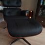 NORMAL B Ashwood Replica Lounge Chair with Ottoman Black Lather Image 2