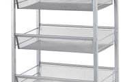 NEW SALE | Kitchen Cart on Wheels, 4 Tier Kitchen Storage Cart, Mesh Snack Cart Organizer with Lockable Wheels, Wood Look Top and Metal Frame for Kitchen