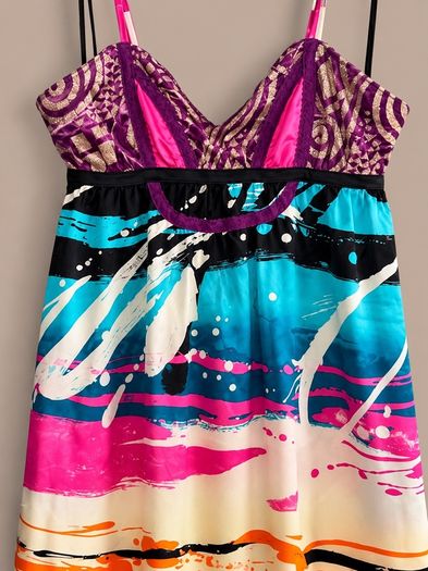 Custo Barcelona 90% Silk Statement Maxi Dress Approx Uk 10