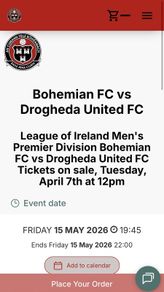 Bohs Bohemians football home match tickets (x3)