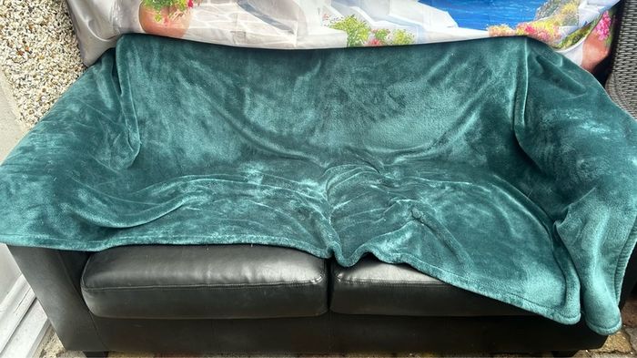free 2 seater black leather sofa