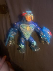 This is a MrBeast Lab Cryo Lab collectible figure, which is a 7-inch blue panther action figure that features lights and sounds.