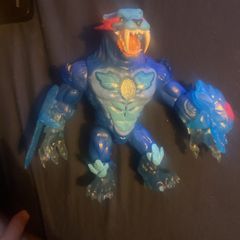 This is a MrBeast Lab Cryo Lab collectible figure, which is a 7-inch blue panther action figure that features lights and sounds.