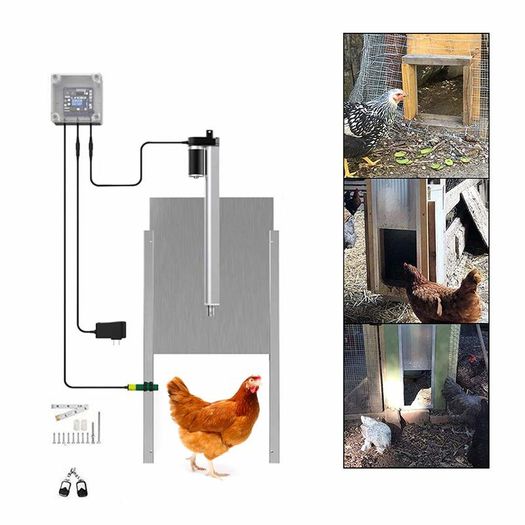 BRAND NEW EU Stock 110V-220V Automatic Chicken Coop Door Opener Kit with Infrared Sensor,Rainproof Outdoor Timer Controller Actuator Motor