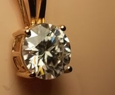 18kt Yellow Gold Vermeil 3.5 carat Moissanite Solitaire Pendant and Chain