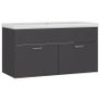 Sink Cabinet with Built-in Basin Grey Chipboard Image 2
