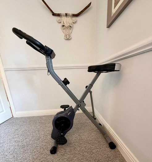 BCAN Folding Exercise Bike with Magnetic Resistance, Pulse Monitor and Comfortable Seat