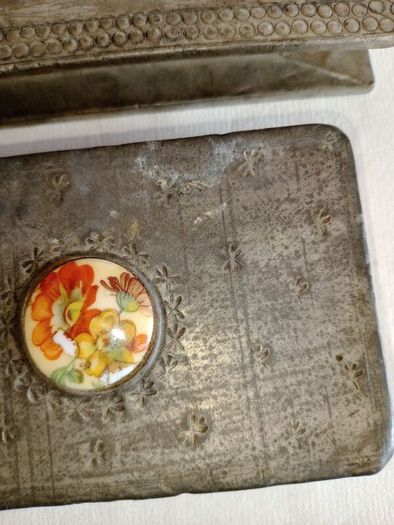 Vintage French Hand Crafted Lead and Ceramic Match Boxes x 2