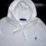 Ralph Lauren XL White Waffle Knit Hoodie Pony Logo Mens Image 3