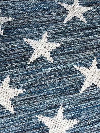 Ex display limited edition 200cm x 300cm navy and white star print indoor/outdoor rug