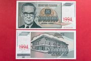 Yugoslavia 10 Million  Dinara 1944   ( UNCIRCULATED ) Pick 144 ) Overprint.