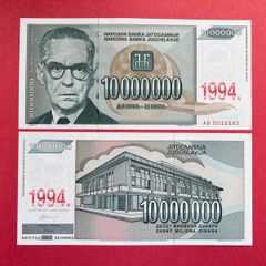 Yugoslavia 10 Million  Dinara 1944   ( UNCIRCULATED ) Pick 144 ) Overprint.