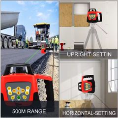 LaserLevelSelf-Leveling,360Rotary500m,VerticalHorizontalScanningMeasurementTools,Red laser kit