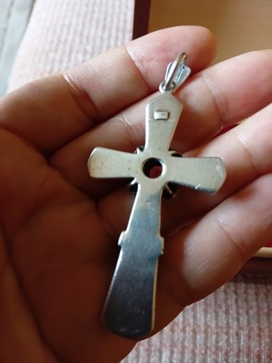 Unique item. Vintage Sterling Silver Mother of Pearl Cross. Hallmarked. Unique.