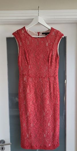 FRENCH CONNECTION coral lace shift dress Sz 14UK