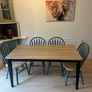 Upcycled Solid Wood Dining Table - Hand Painted White Coffee Whitewash - Modern Rustic - One of a Kind Image 2