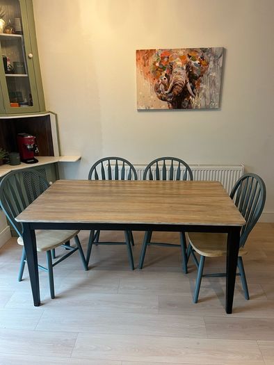 Upcycled Solid Wood Dining Table - Hand Painted White Coffee Whitewash - Modern Rustic - One of a Kind