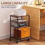 4-Tier Rolling File Cart | 2-Drawer Mobile Filing Cabinet & Printer Stand with Hanging Organizer - Dark Brown Image 2