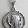 Antique Sterling Silver Catholic Saint Miraculous Mary Lourdes religious pendant and Necklace length 24" - 5,5g Image 5