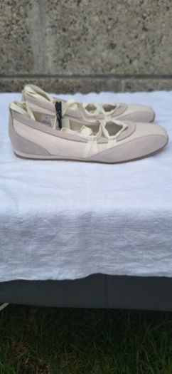 Marks & Spencers White  Ankle Tie Ballet Flat Trainers
