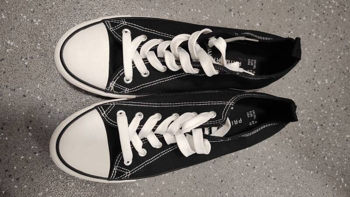 Black Canvas Low Trainers size 8