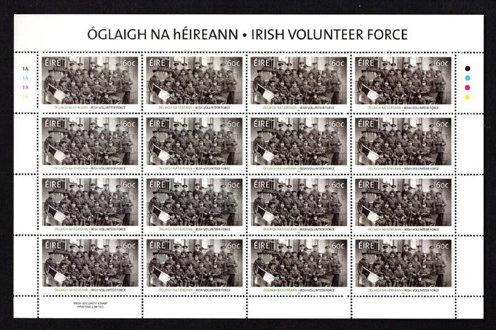 2013 Ireland Centenary of the Irish Volunteer Force Commemorative Stamps Sheetlet Plate 1A1A1A1A Mint Never Hinged (MNH)