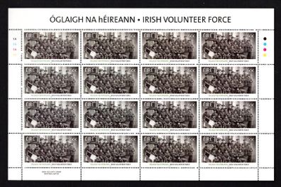 2013 Ireland Centenary of the Irish Volunteer Force Commemorative Stamps Sheetlet Plate 1A1A1A1A Mint Never Hinged (MNH)