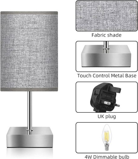 NEW SALE | Touch Control Table Lamp, 3-Way Dimmable Bedside Lamps Nightstand Lamps with Flaxen Fabric Shade for Bedroom Living Room,LED Bulb Included