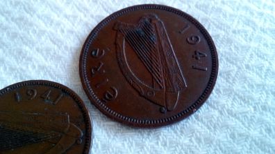 1941 Irish Penny & 1941 Irish Half Penny.