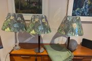 2 Table Lamps with brand new lamp shades ( &amp;K Amsterdam ) and Free IKEA DYTAG green throw