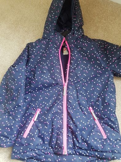 Girls Navy Heart Padded Coat