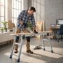 Folding Work Platform, Adjustable Height 584-876 mm, 1016 x 305 mm Aluminum Step Stool, 226.8 kg Load Capacity, Heavy Duty Non-Slip Platform Ladder Image 8