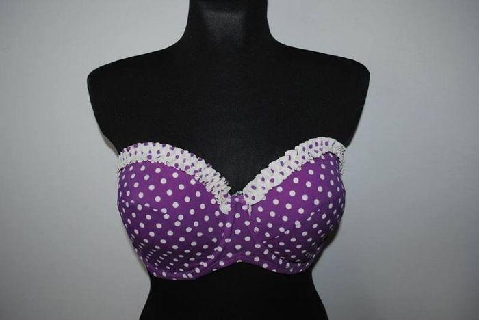 George padded underwired  Purple Polka Dot bikini bra size UK32E/F EU70E/F Postage included