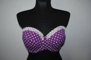 George padded underwired  Purple Polka Dot bikini bra size UK32E/F EU70E/F Postage included