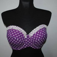 George padded underwired  Purple Polka Dot bikini bra size UK32E/F EU70E/F Postage included