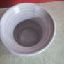 Judy Greene Galway Ireland Hand thrown Art Pottery Small Vase Stamped Floral 9 cm. tall top wide 9.4 cm. Image 5